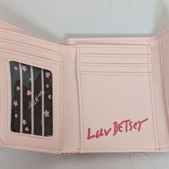 Betsey Johnson Pink Heart Cherries Bifold Wallet NWT - Picture 3 of 6